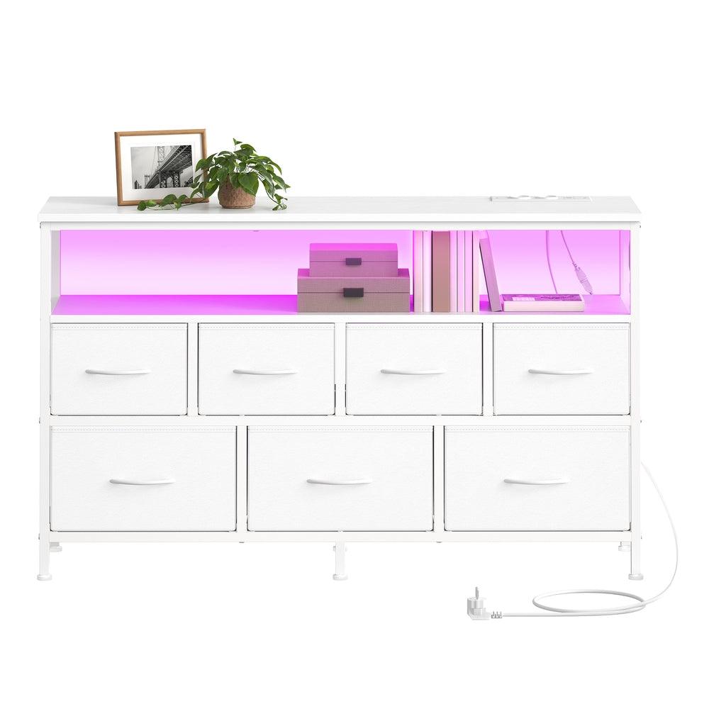 Kommode mit LED-Beleuchtung, Sideboard, Schubladenschrank für Wohnzimmer