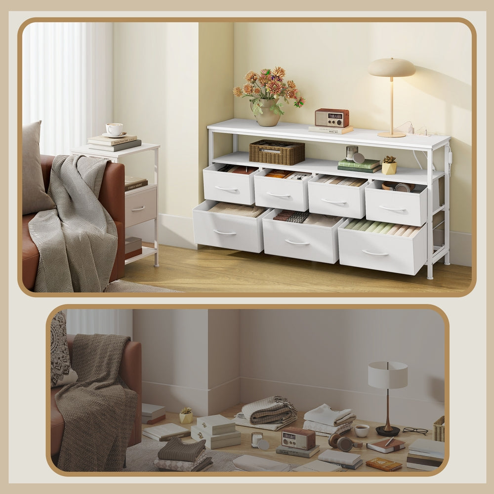 Kommode mit LED-Beleuchtung, Sideboard, Schubladenschrank für Wohnzimmer