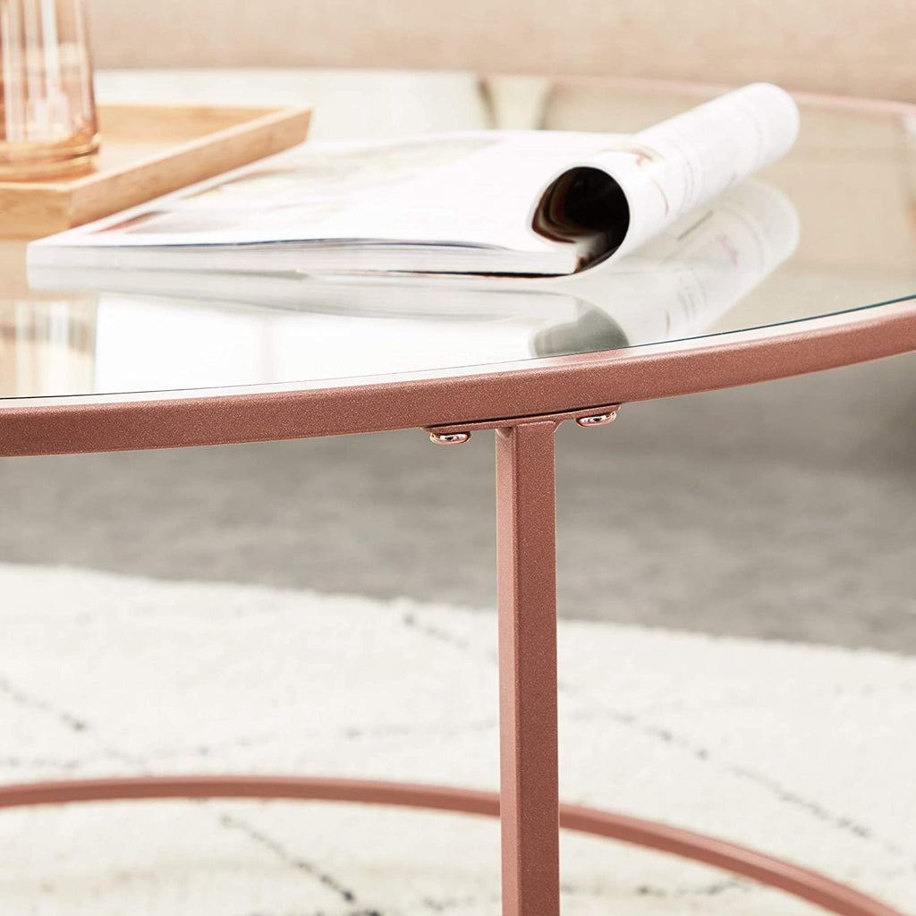 Glastisch mit Metallgestell
