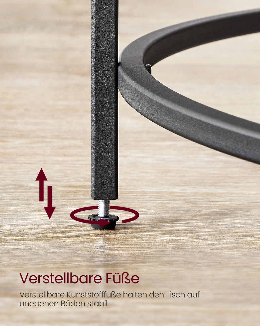 Runder Couchtisch mit schwarzem Metallgestell