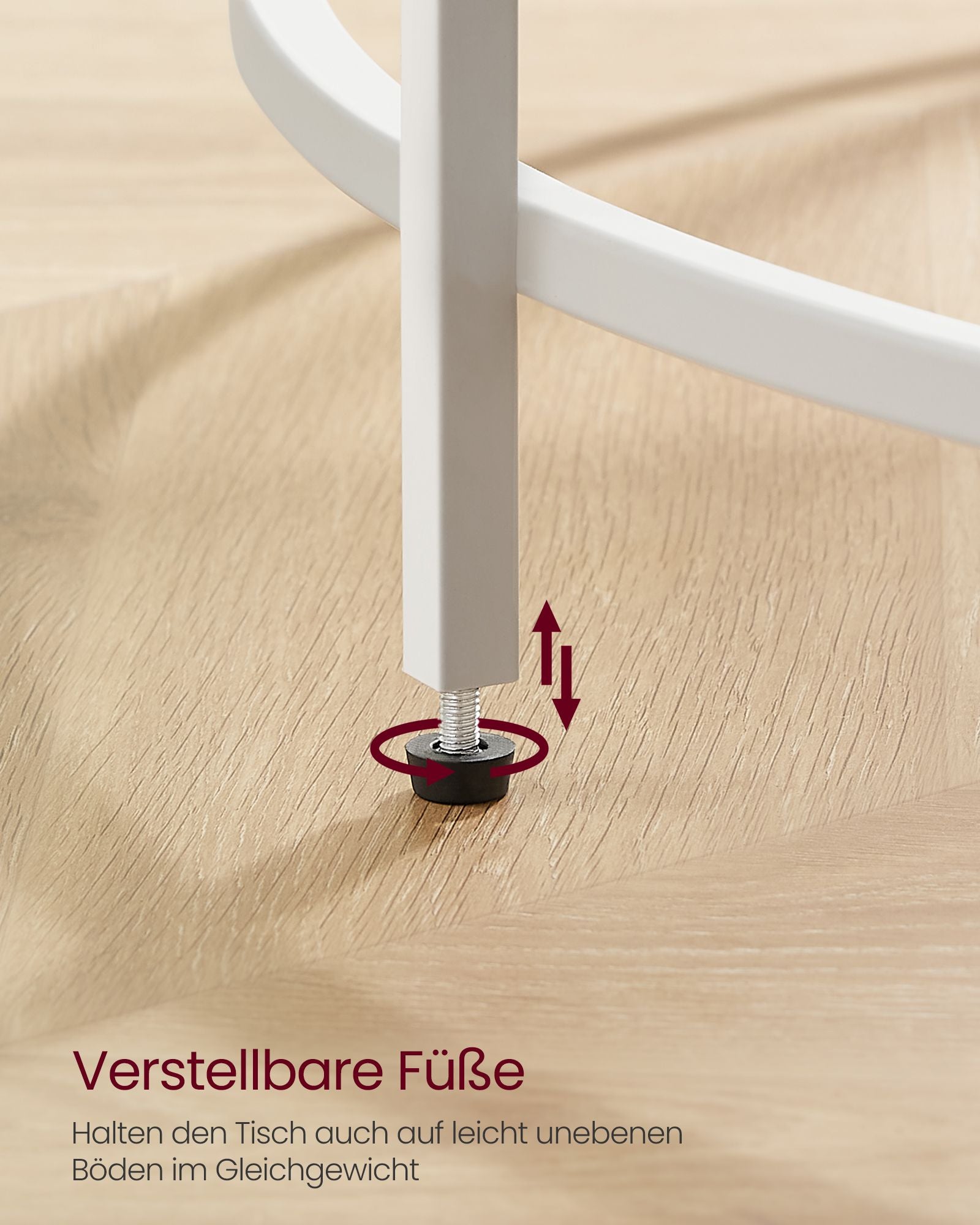 Couchtisch rund mit Stahlgestell perlweiß-schiefergrau