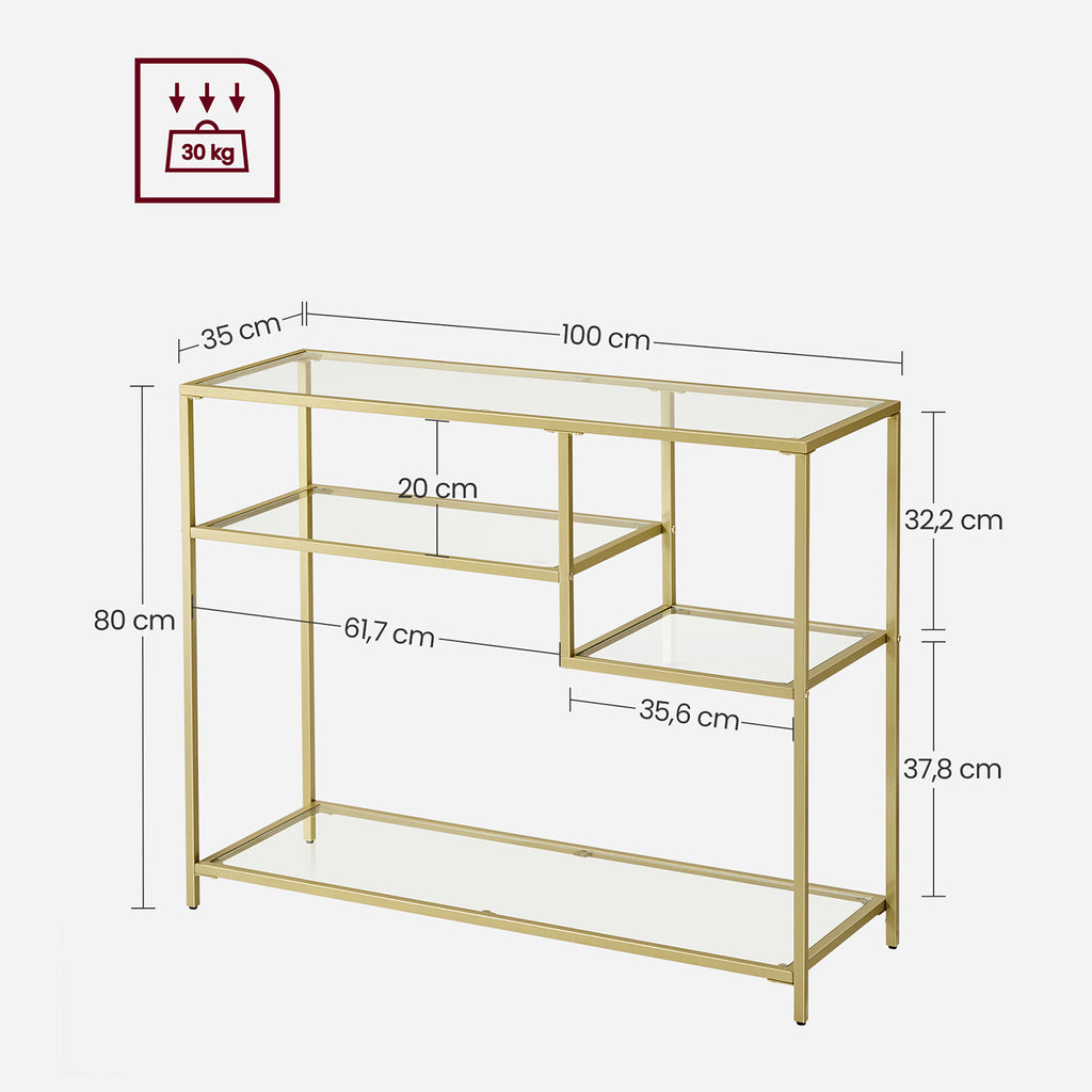 Konsolentisch aus Glas und Metall