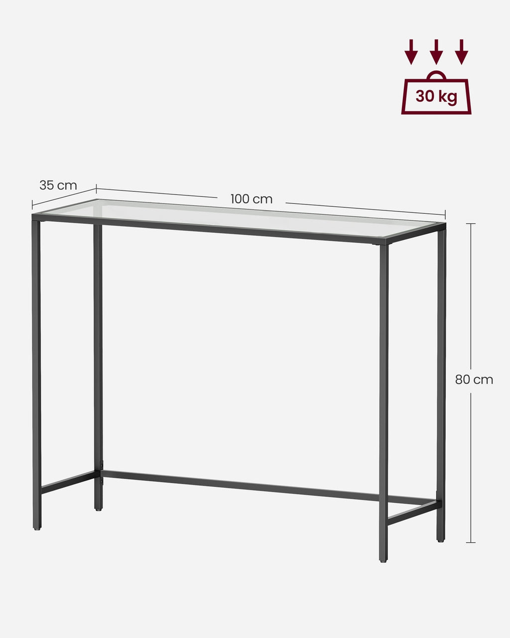 Konsolentisch mit Oberfläche aus Hartglas