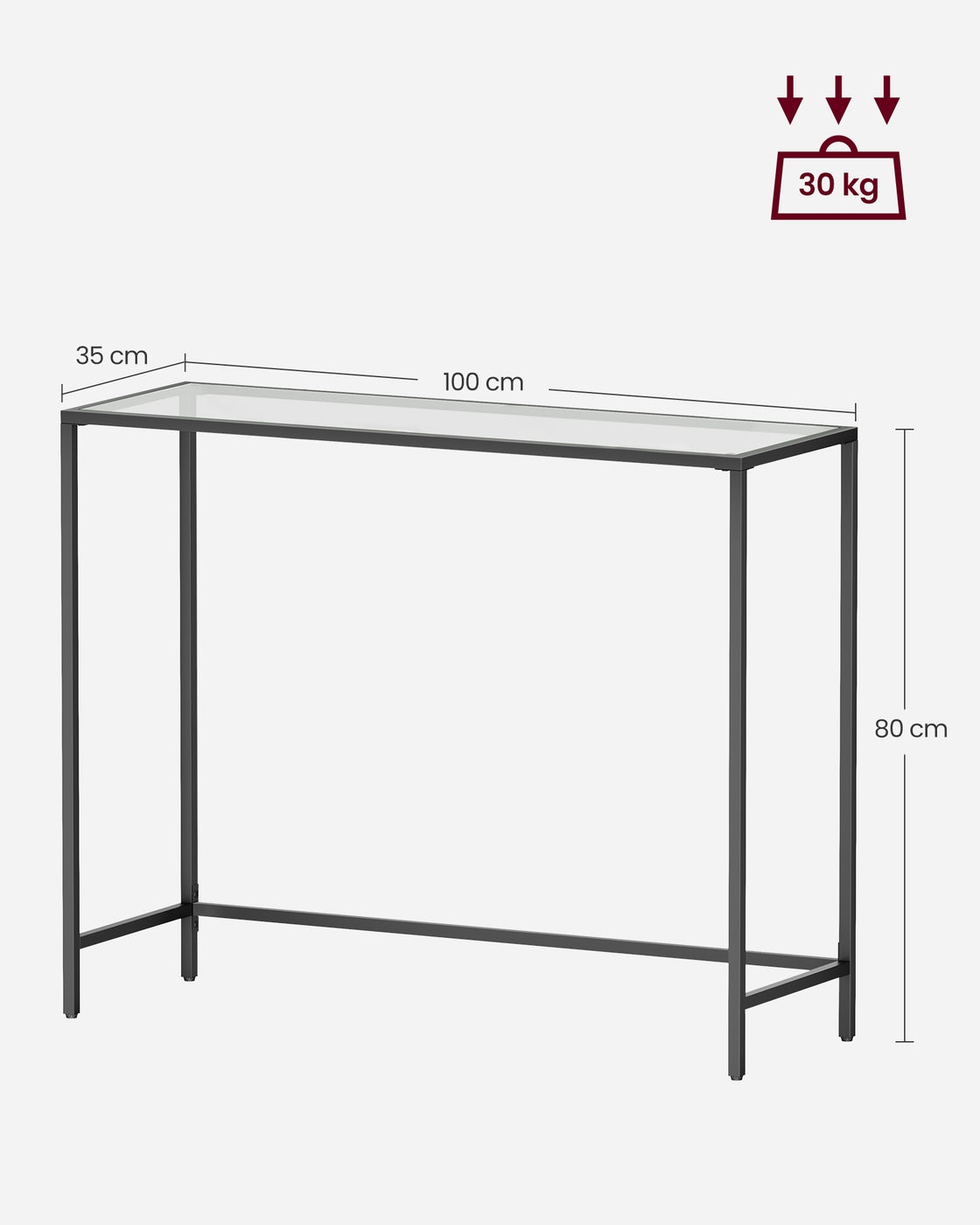 Konsolentisch mit Oberfläche aus Hartglas