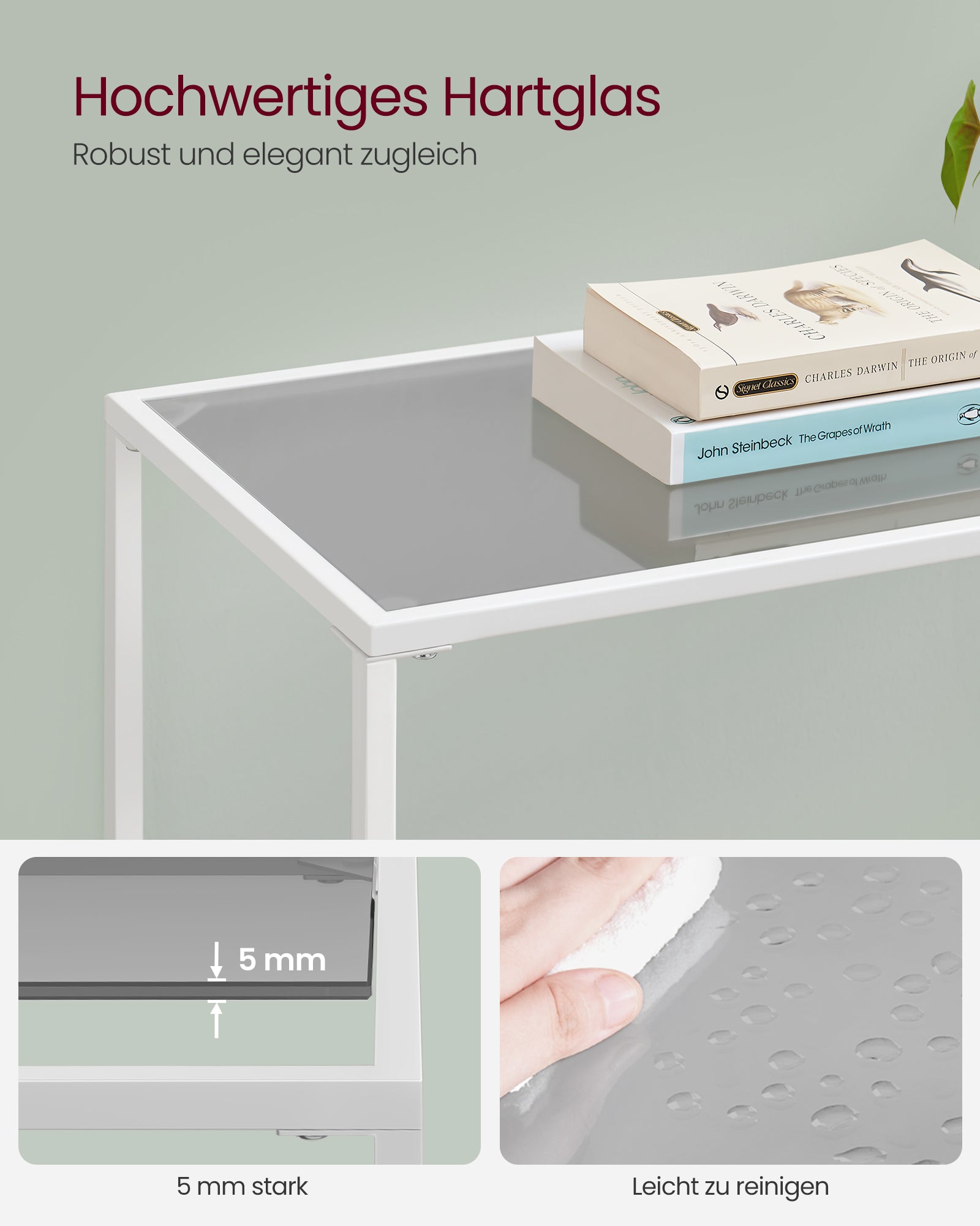 Konsolentisch Oberfläche aus Hartglas  perlweiß-schiefergrau