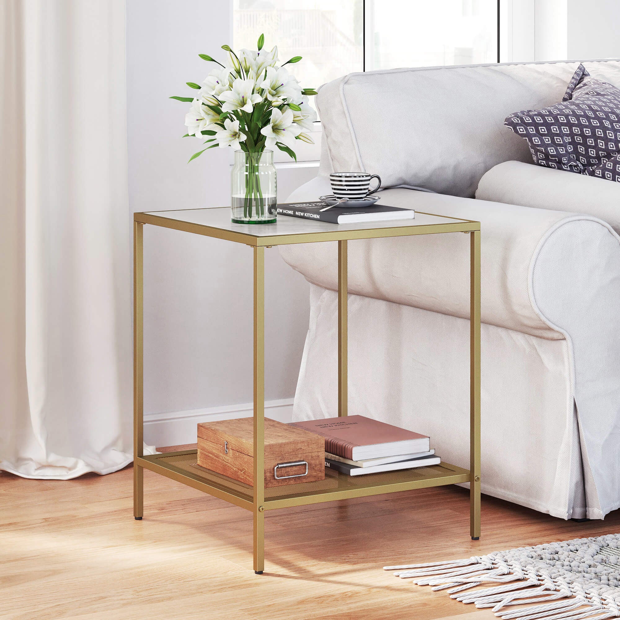 Beistelltisch Gold-Marmoroptik