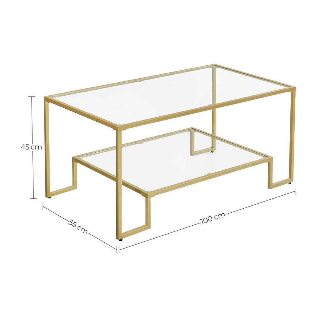Couchtisch 2 Ablagen aus Hartglas