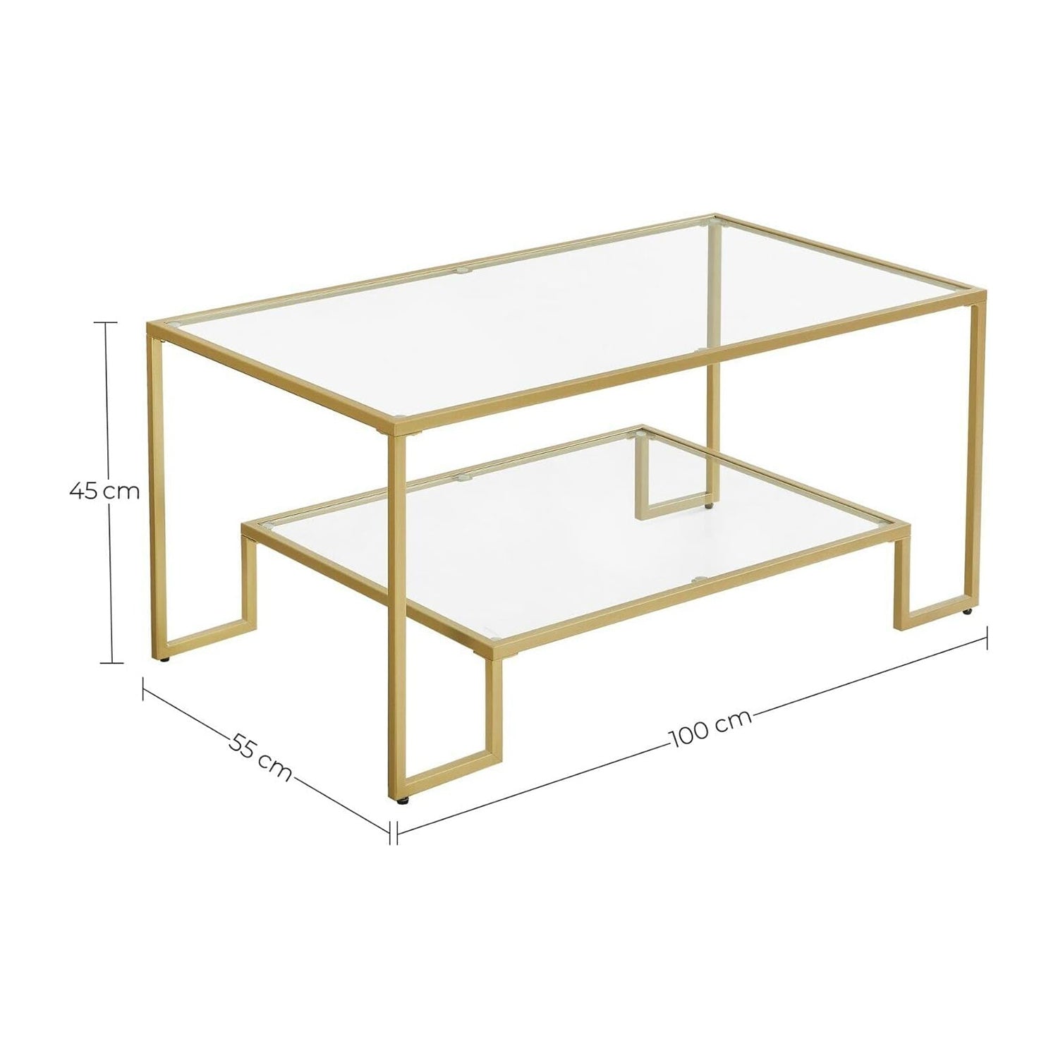 Couchtisch 2 Ablagen aus Hartglas