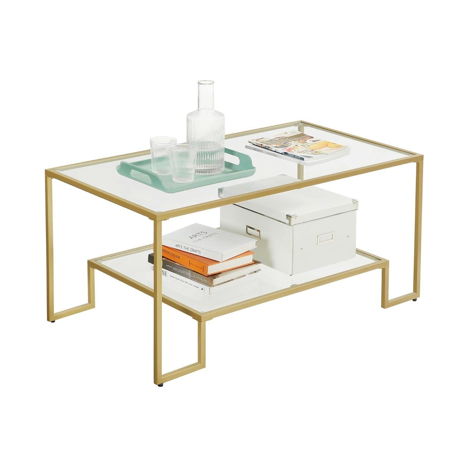 Couchtisch 2 Ablagen aus Hartglas