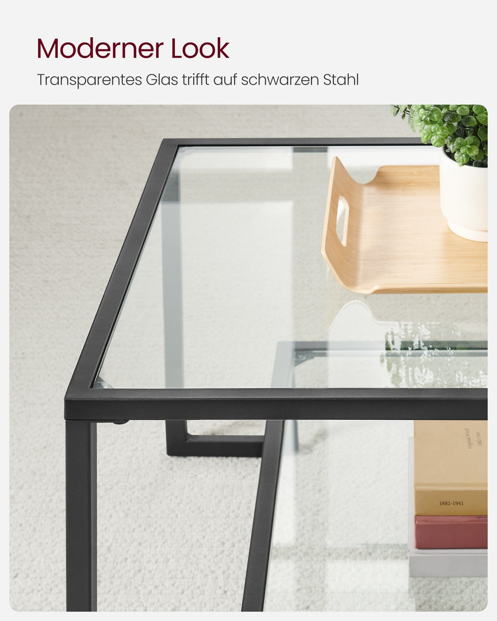 Couchtisch Glastisch Stahlgestell basisschwarz