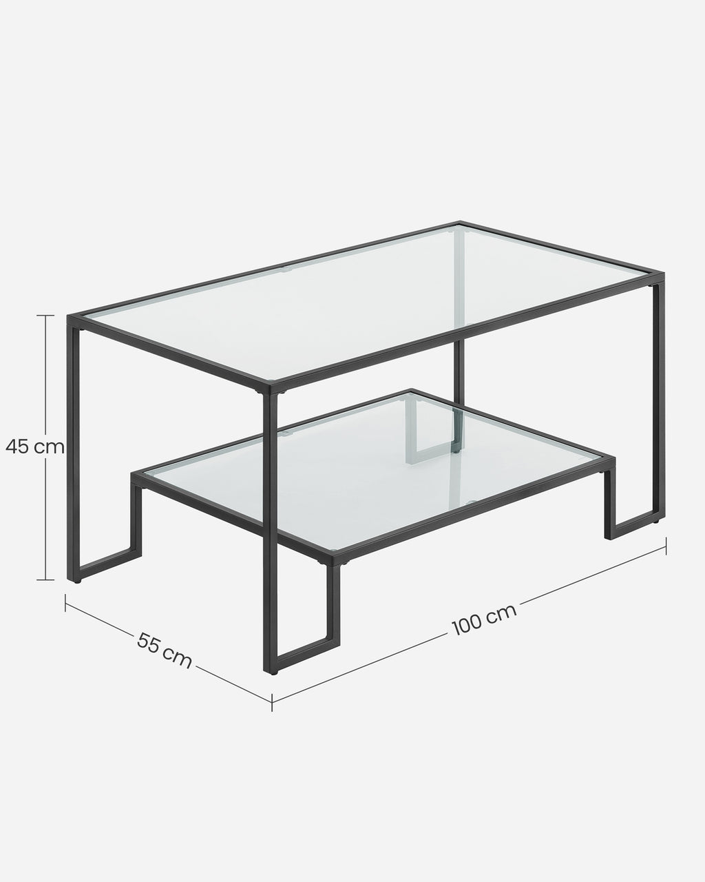 Couchtisch Glastisch Stahlgestell basisschwarz