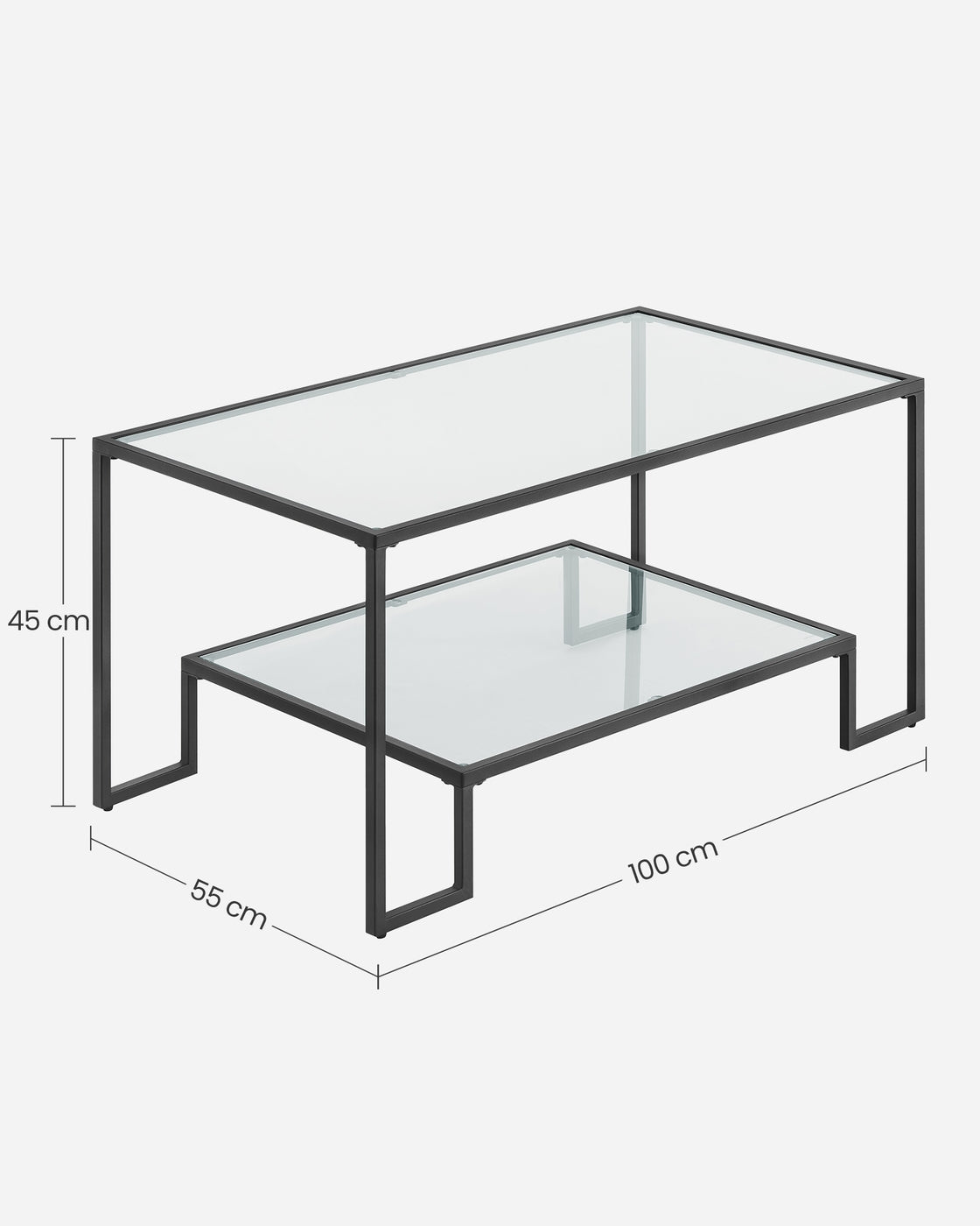 Couchtisch Glastisch Stahlgestell basisschwarz