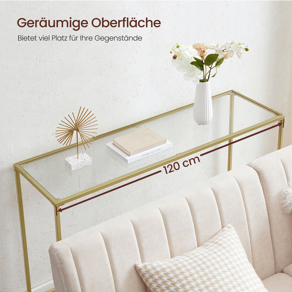 Konsolentisch moderner Sofatisch goldfarben-transparent