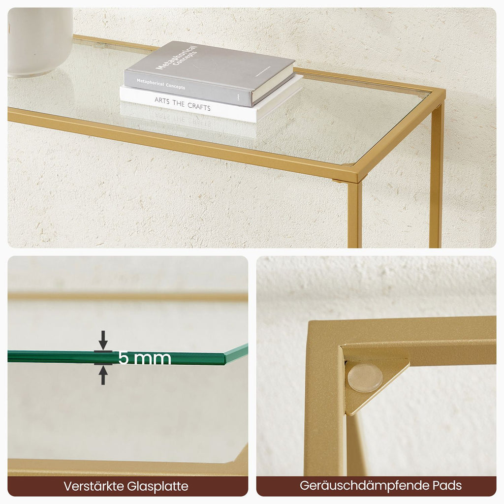 Konsolentisch moderner Sofatisch goldfarben-transparent