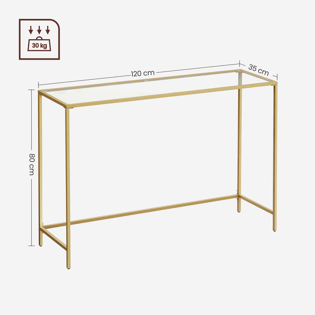 Konsolentisch moderner Sofatisch goldfarben-transparent