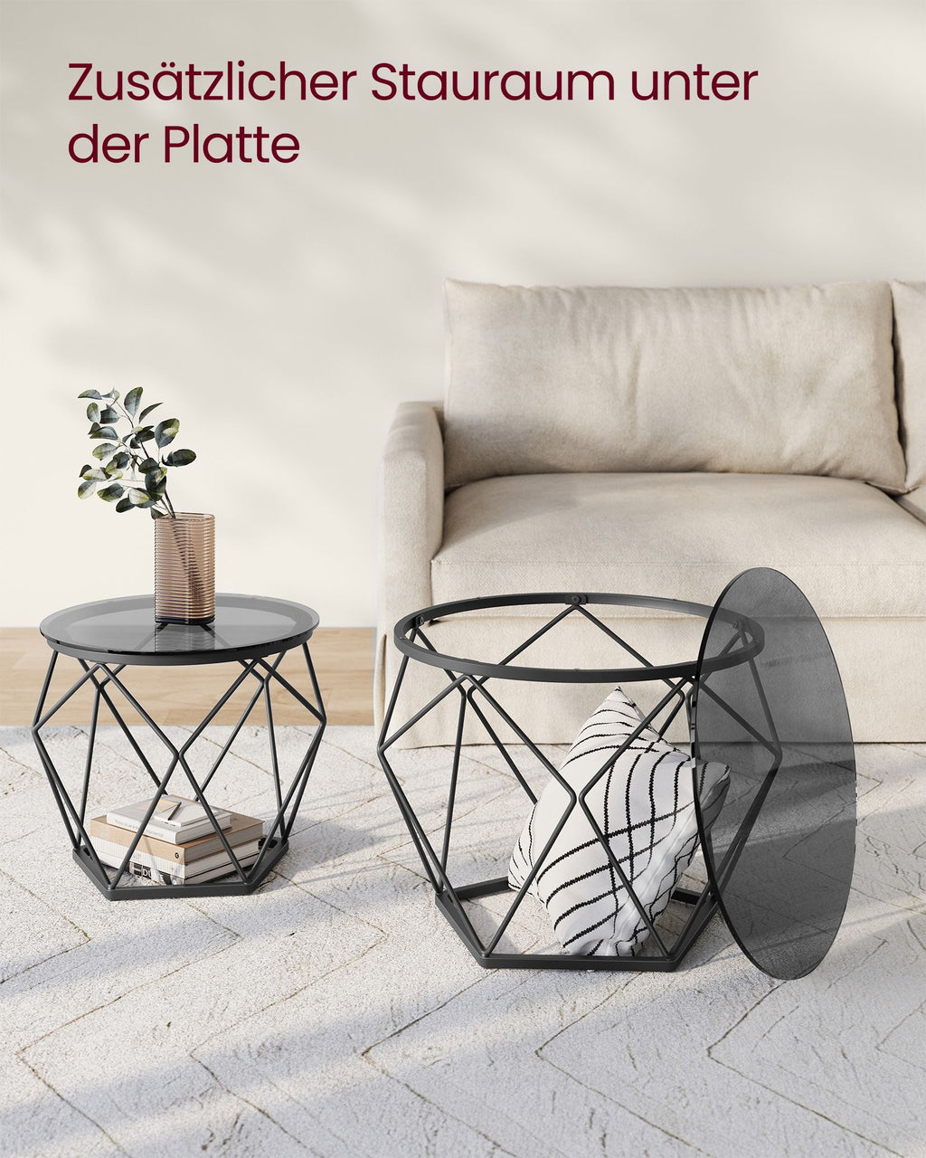 Wohnzimmertisch 2er Set modern schiefergrau-tintenschwarz