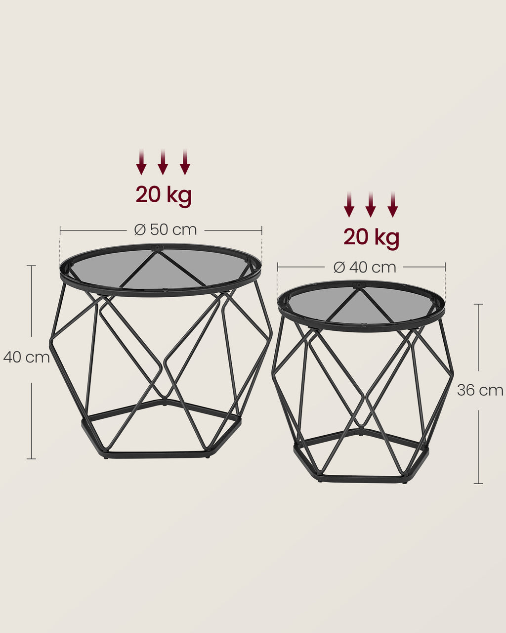 Wohnzimmertisch 2er Set modern schiefergrau-tintenschwarz