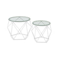 Wohnzimmertisch 2er Set modern transparent-wolkenweiß
