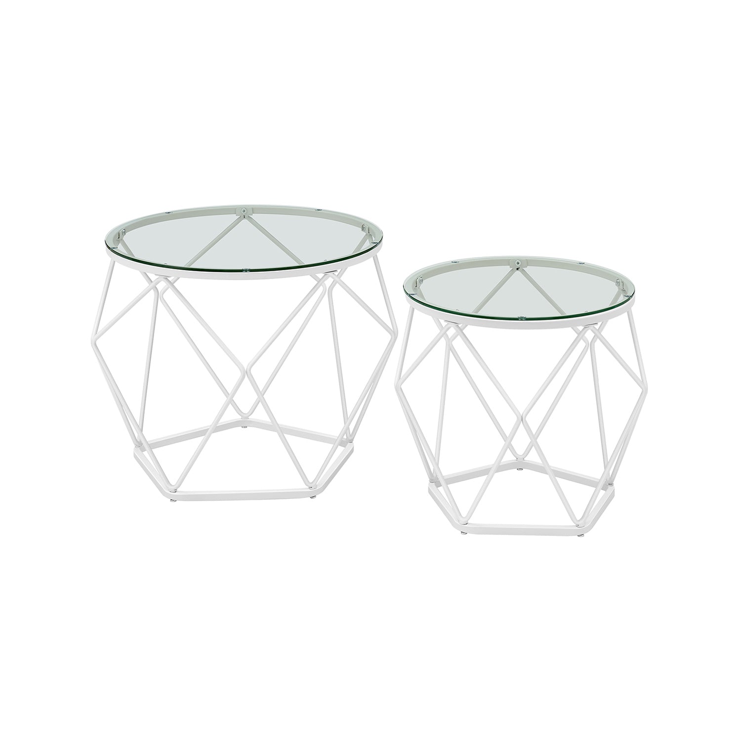 Wohnzimmertisch 2er Set modern transparent-wolkenweiß