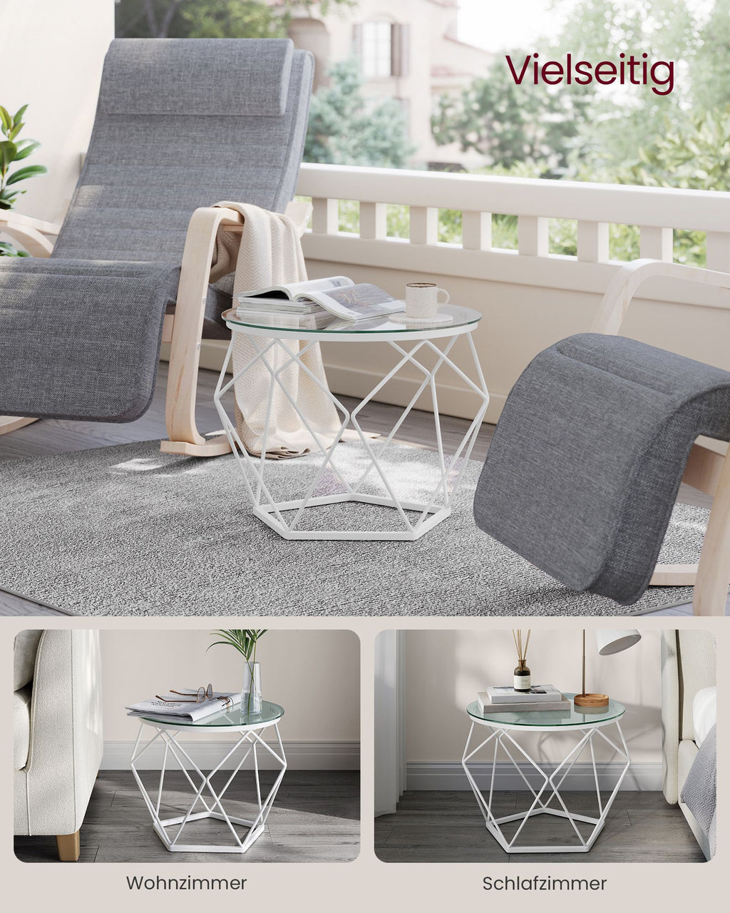 Wohnzimmertisch 2er Set modern transparent-wolkenweiß
