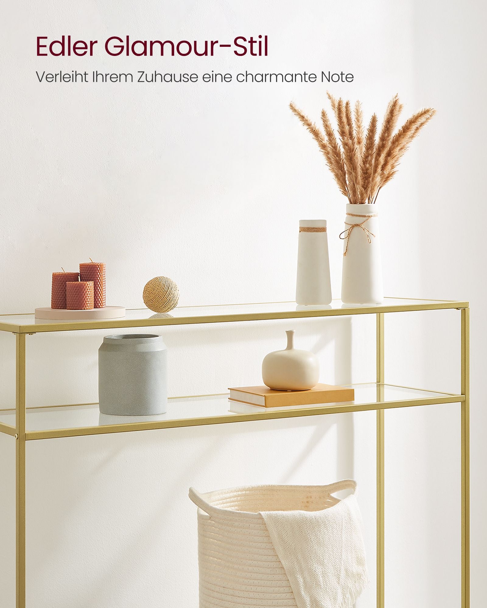 Konsolentisch modern verstellbar goldfarben-transparent