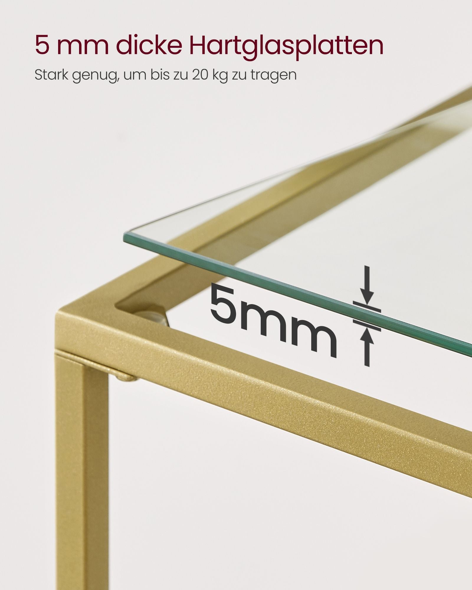 Konsolentisch modern verstellbar goldfarben-transparent