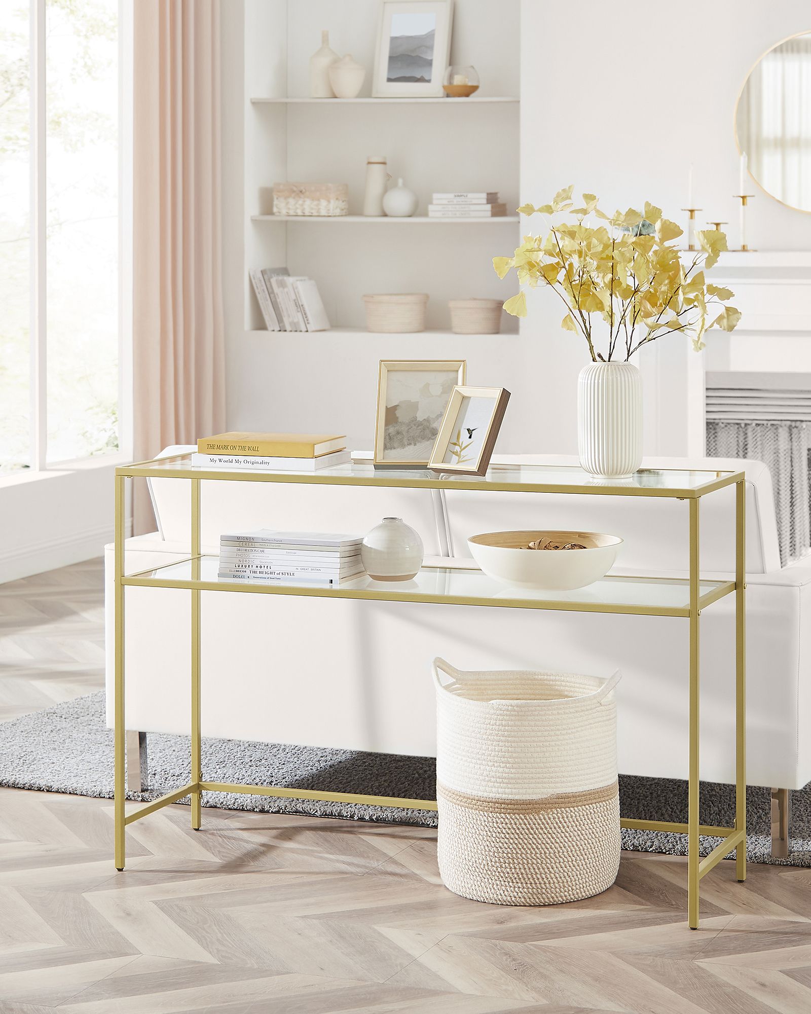 Konsolentisch modern verstellbar goldfarben-transparent