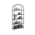 Regal 5 Ebenen aus Hartglas und Metall schwarz-grau