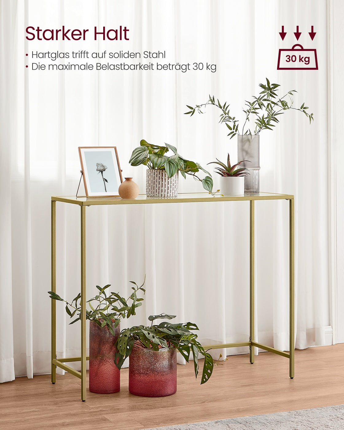 Konsolentisch aus Hartglas und Metall modern