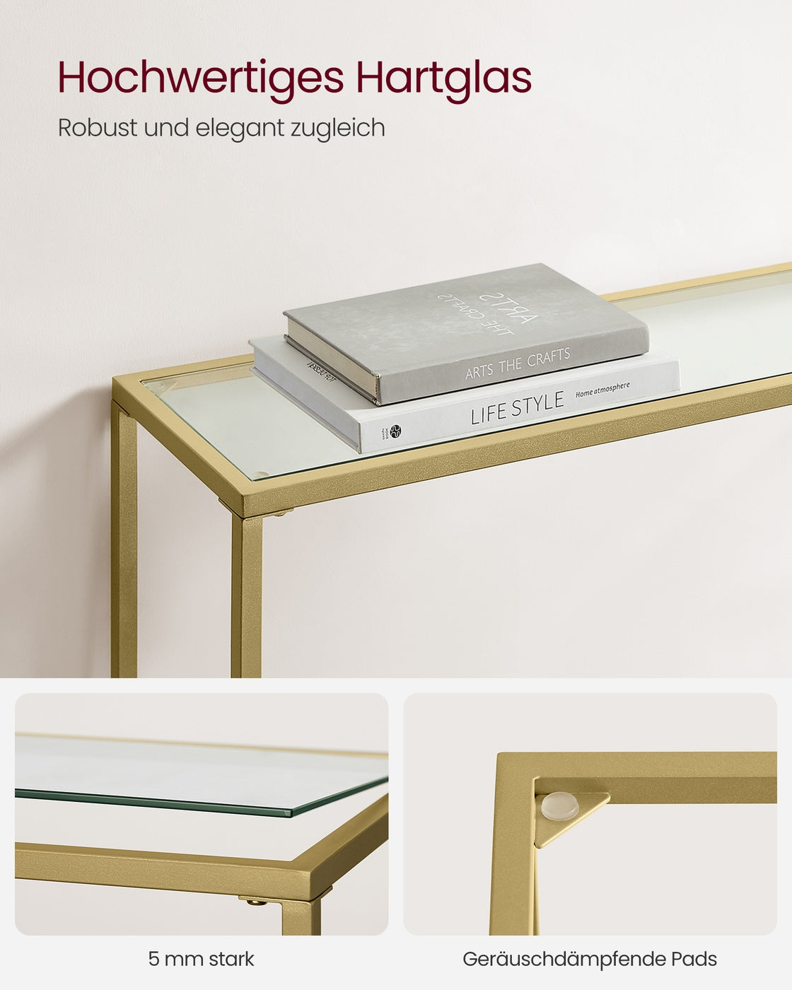 Konsolentisch aus Hartglas und Metall modern