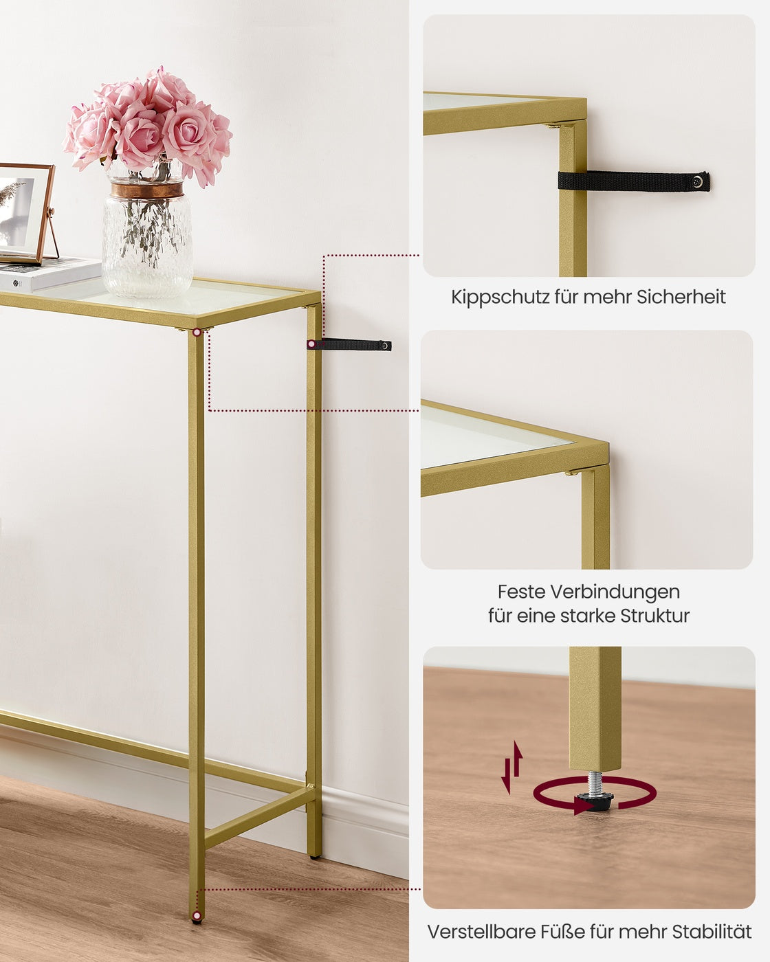 Konsolentisch aus Hartglas und Metall modern