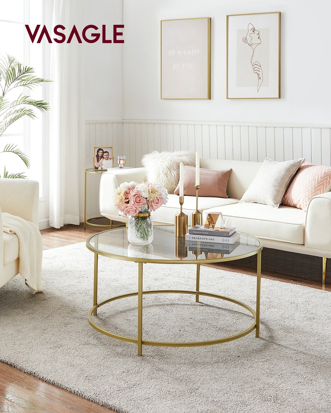 Runder Couchtisch mit Glasoberfläche