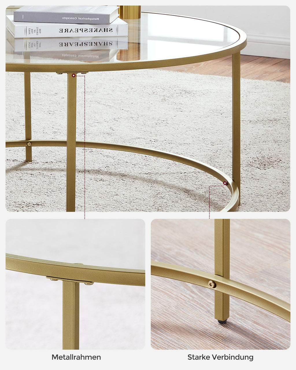 Runder Couchtisch mit Glasoberfläche