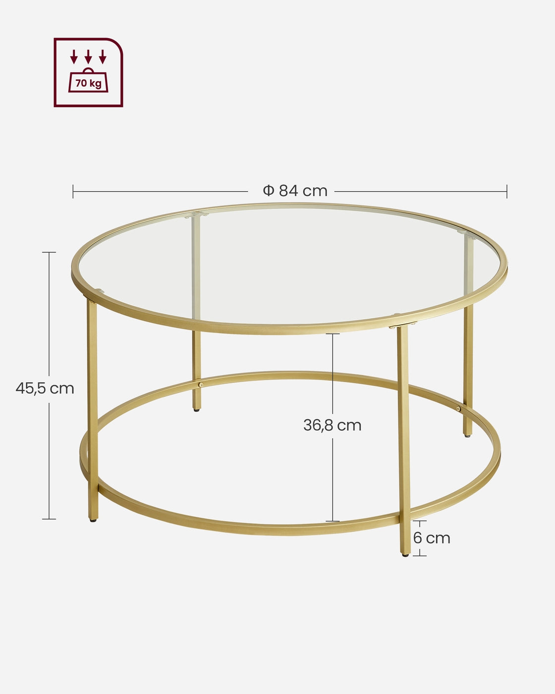Runder Couchtisch mit Glasoberfläche