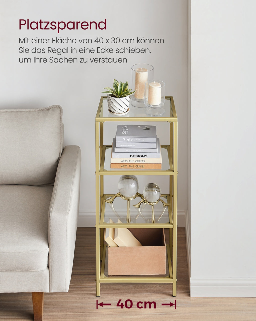 Standregal aus Hartglas