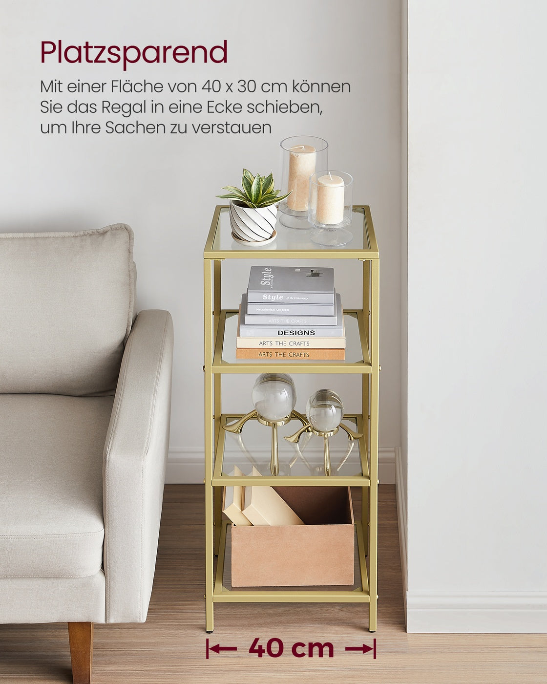Standregal aus Hartglas