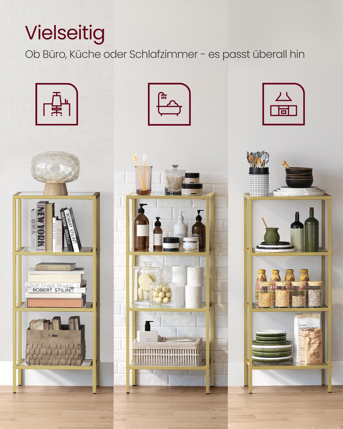 Standregal aus Hartglas