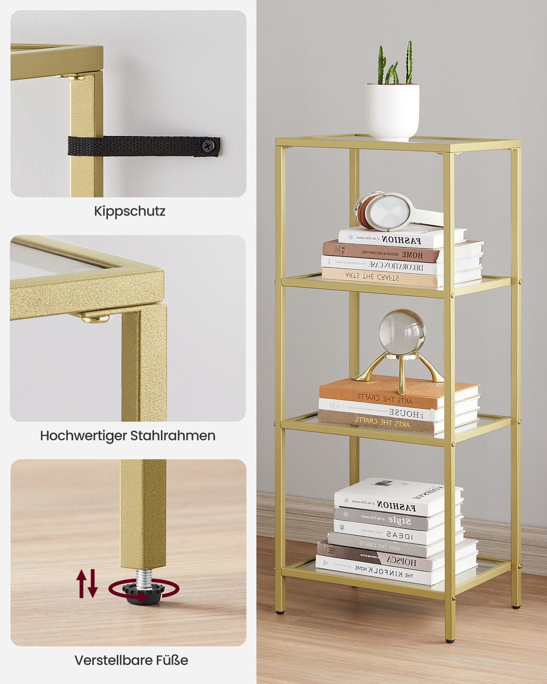 Standregal aus Hartglas