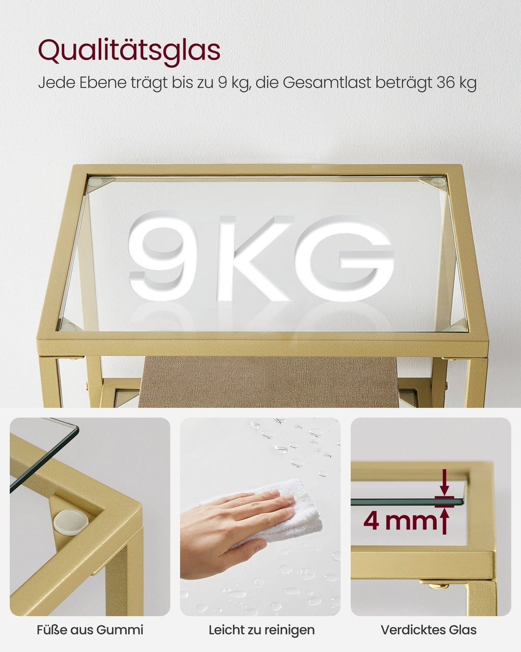 Standregal aus Hartglas