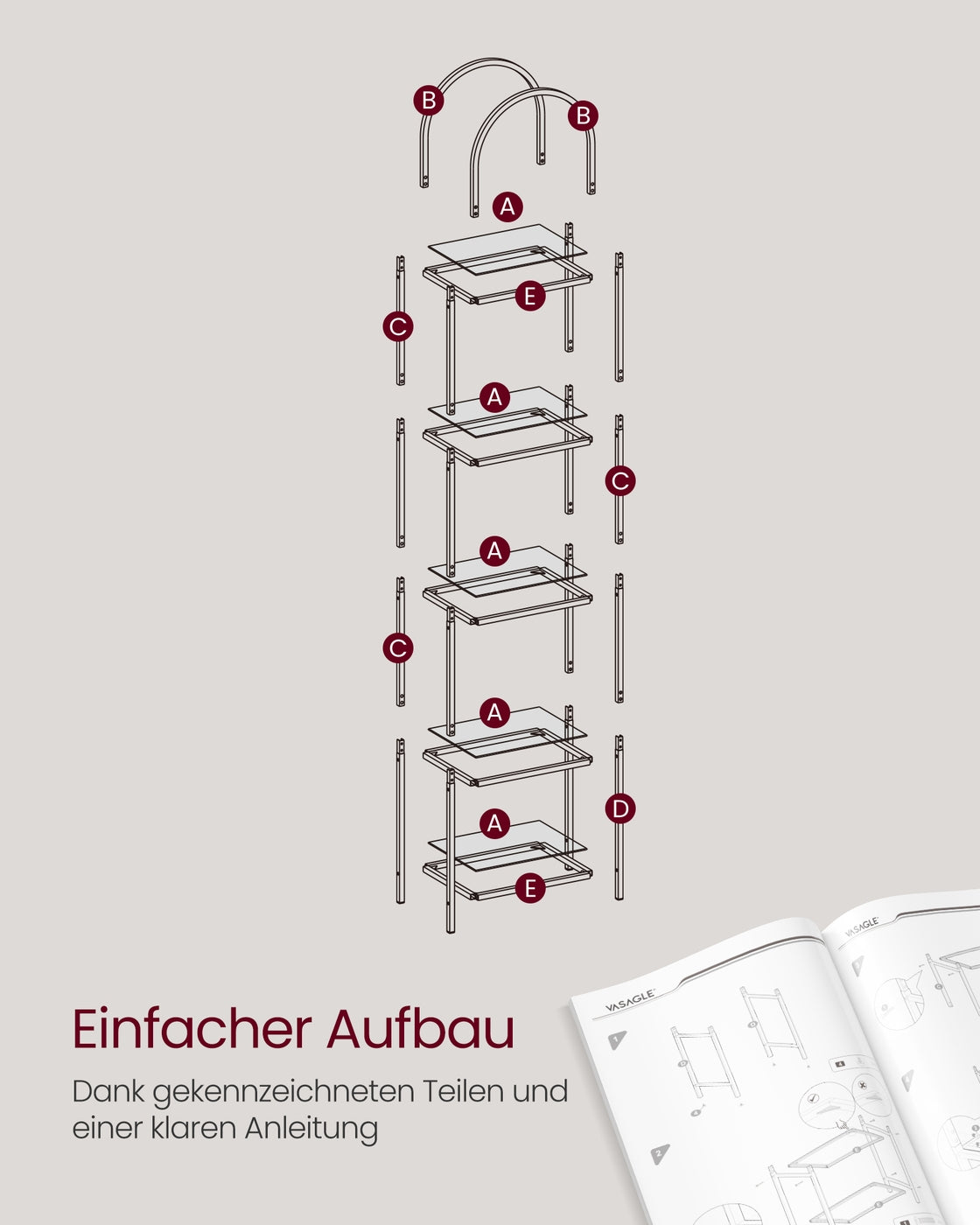 Bücherregal 5 Ebenen Metallstruktur tintenschwarz-schiefergrau