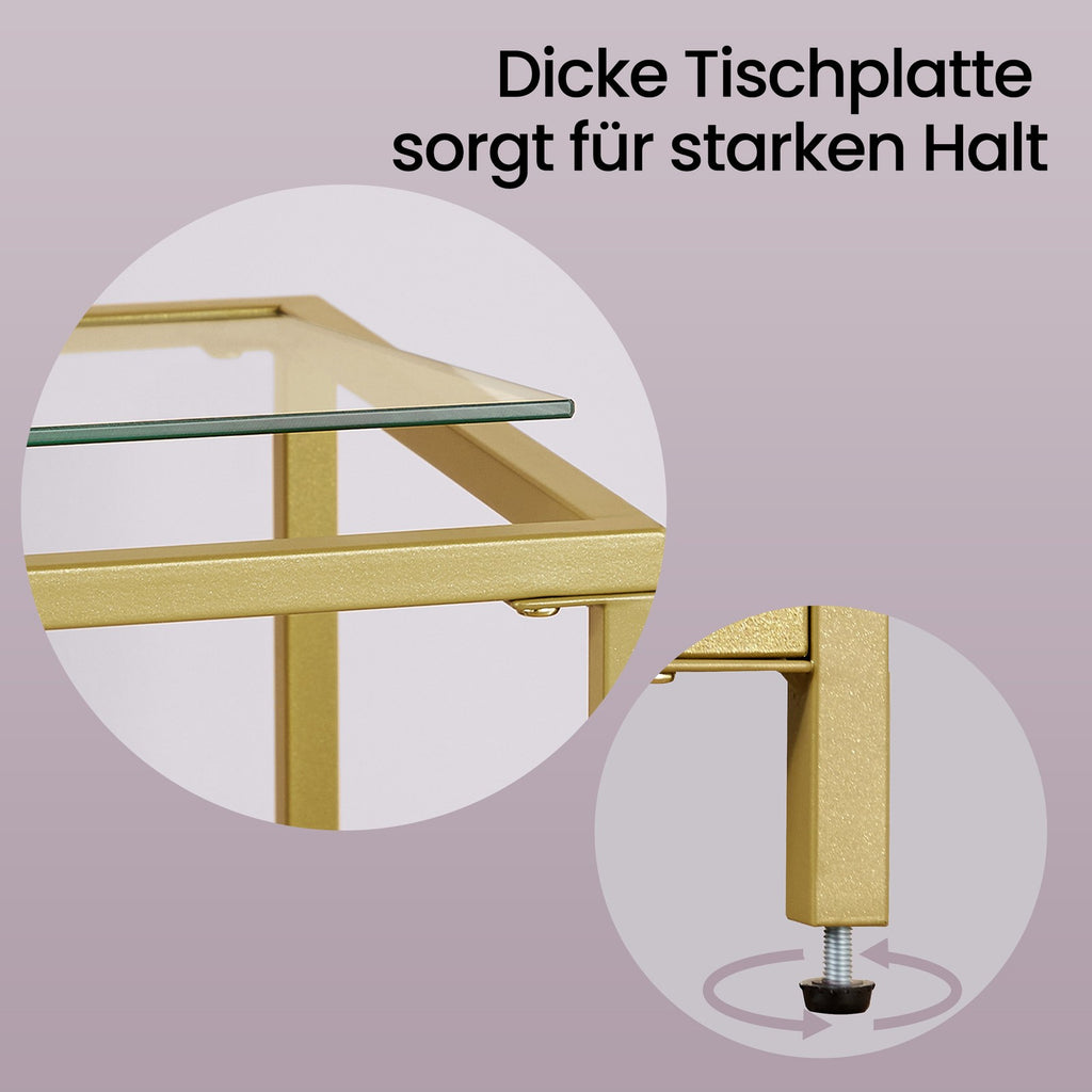 Beistelltisch aus Glas und Metall, mit Ablagen, für Flur oder Wohnzimmer