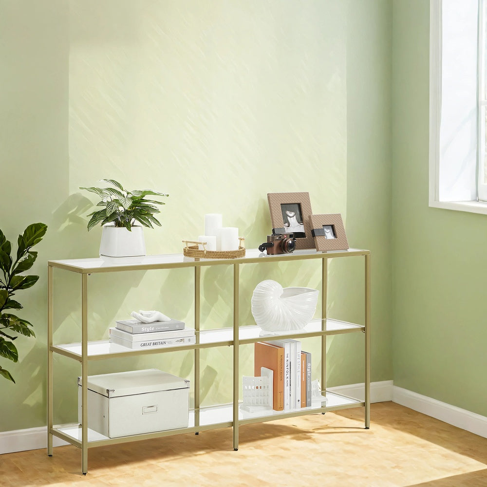 Konsolentisch, Regal, 3 Ablagen aus Hartglas