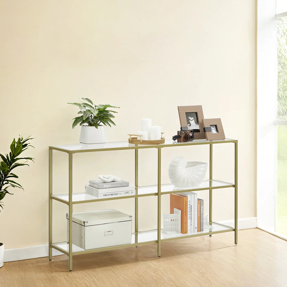 Konsolentisch, Regal, 3 Ablagen aus Hartglas