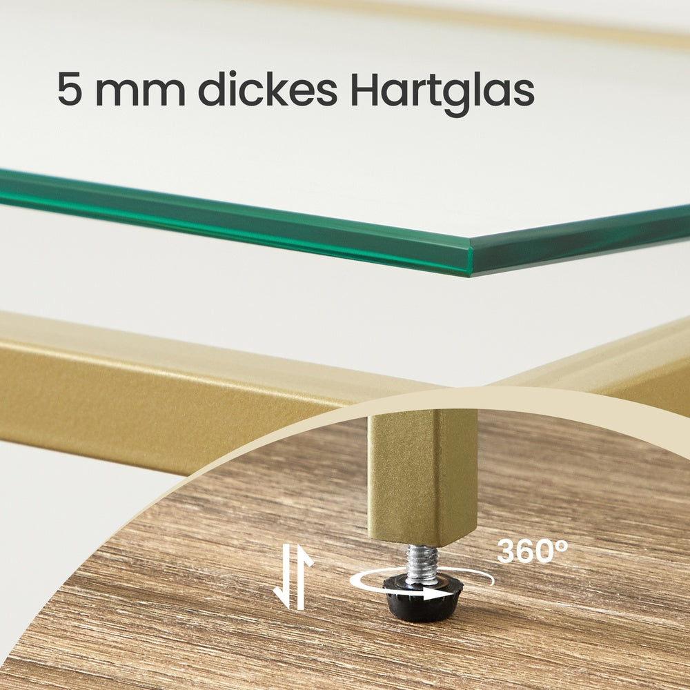 Konsolentisch, Regal, 3 Ablagen aus Hartglas