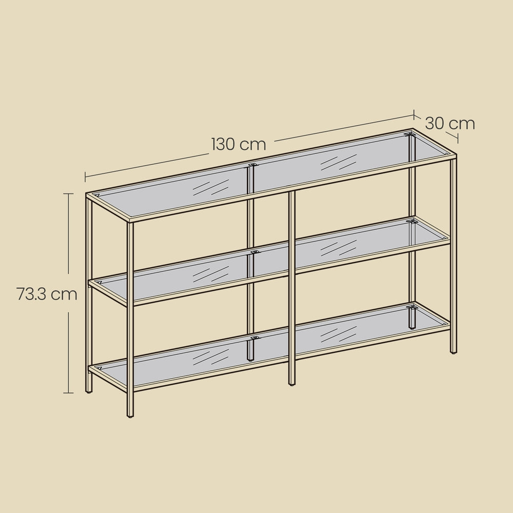 Konsolentisch, Regal, 3 Ablagen aus Hartglas