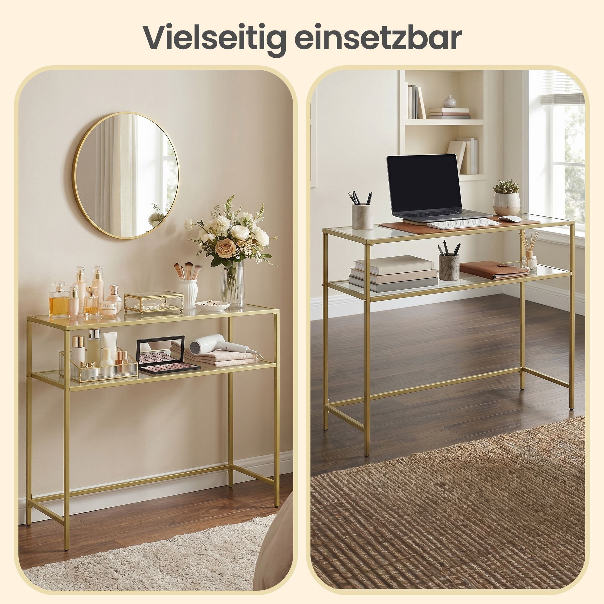 Konsolentisch mit 2 Ebenen, Eingangstisch, Sofaspitze