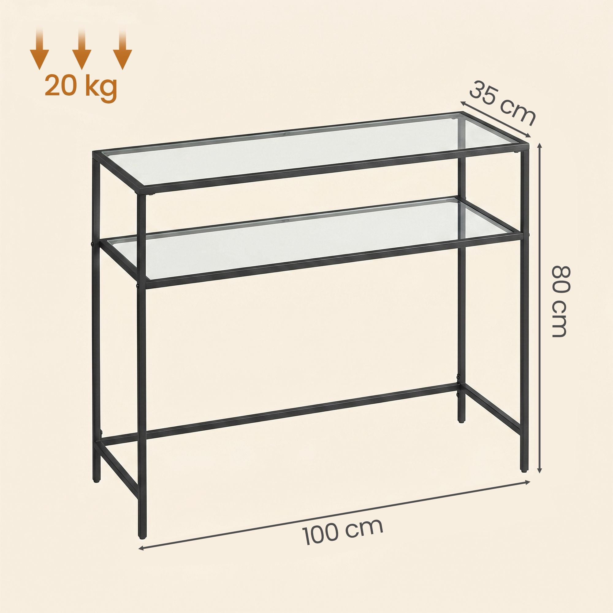 Konsolentisch mit 2 Ebenen, Eingangstisch, Sofaspitze