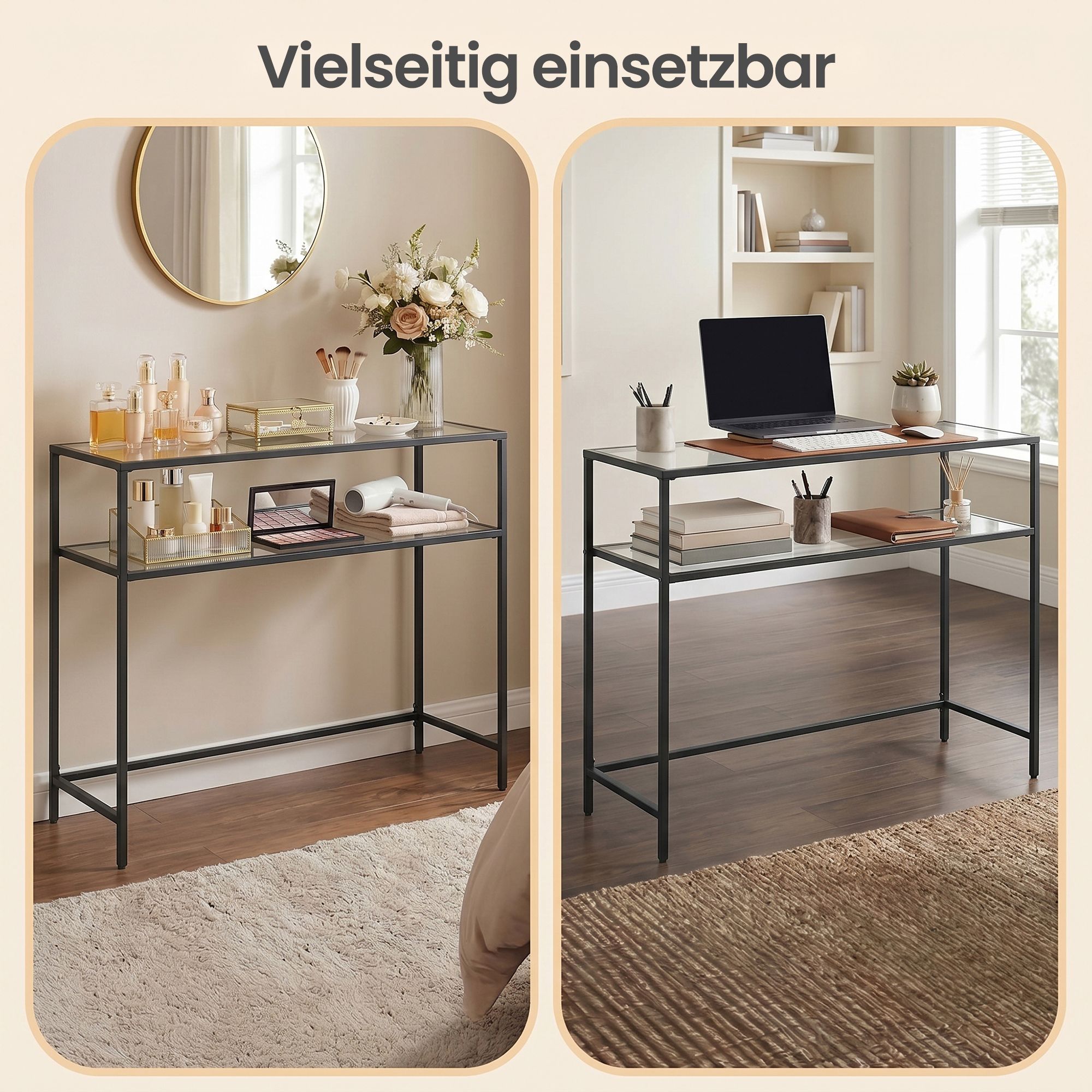 Konsolentisch mit 2 Ebenen, Eingangstisch, Sofaspitze