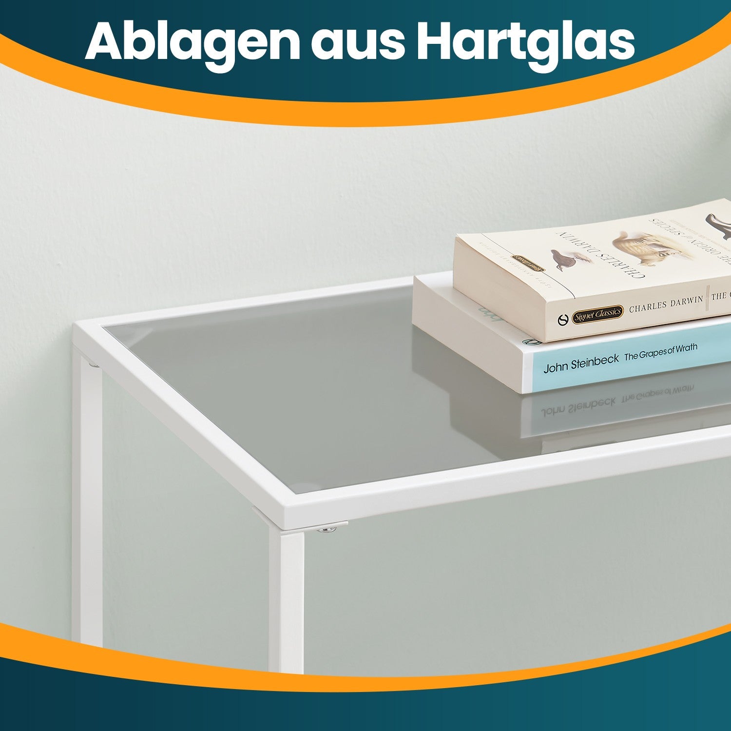 Konsolentisch Oberfläche aus Hartglas perlweiß-schiefergrau