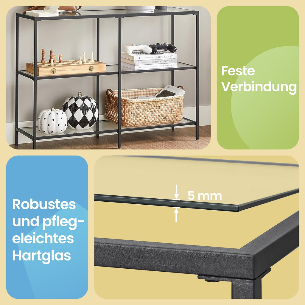 Konsolentisch mit 3 Ebenen Schwarz